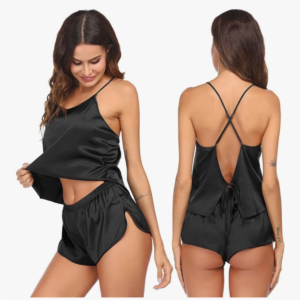 NWT Ekouaer Silk Pajamas Set for Women Satin Backless Lingerie Pjs